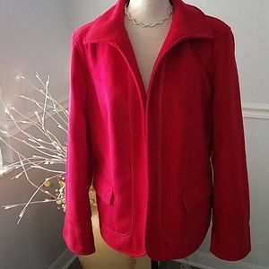 Chico's Piped Fleece Razzie Red Jacket, size 3 XL